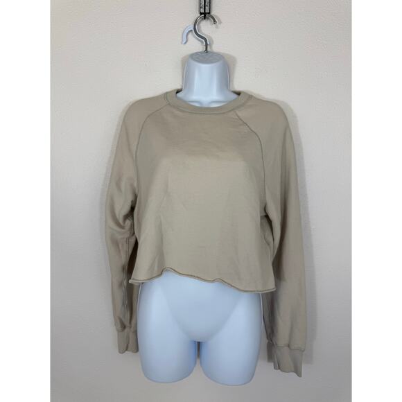 Abercrombie & Fitch Soft A&F Collection Cream Cropped Sweatshirt Small - Picture 1 of 5